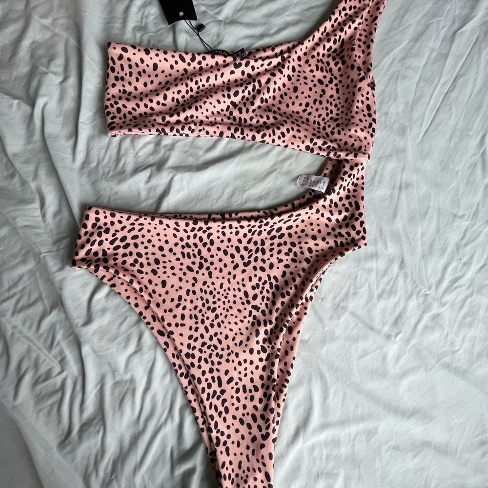 NWT Nasty Gal one piece bathing suit Dalmatian print with cut out size 10
